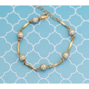 Vintage Pearl Prison Gold Tone Bracelet 8 inch - R5